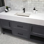 natural stone countertop with sink in bathroom